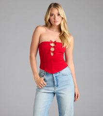 Darling Strapless Bow Ponte Crop Top