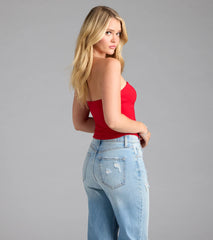 Darling Strapless Bow Ponte Crop Top
