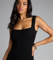 Basic Babe Sleeveless Bodycon Slit Mini Dress