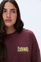 Trail Washed Long Sleeve Drop Shoulder T-shirt - Burgundy