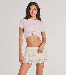 Charming Allure Drop Waist Tiered Lace Skort