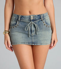 Sassy Era Tie-Front Denim Mini Skort