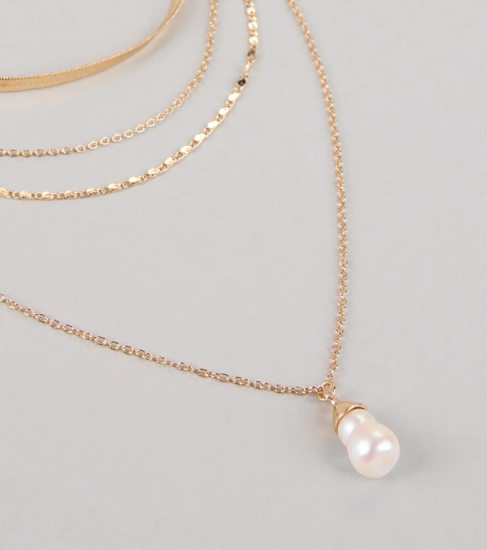 Layered Up Pearl Charm Chain Necklace