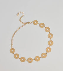 Boho Chic Textured Disc Chain Metal Belt