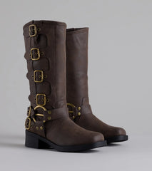 Totally Edgy Buckled Square Toe Boots