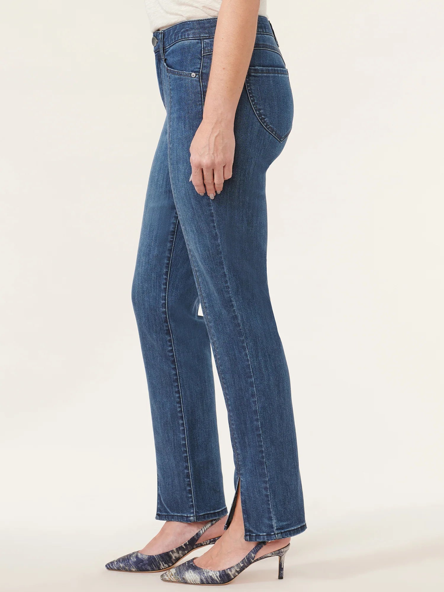 "Ab"solution® High Rise Front Slit Straight Leg Jeans