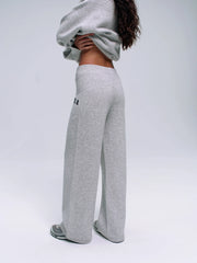 ADA Knit Straight Leg Sweatpants  - Light Grey Melange/Navy Blue
