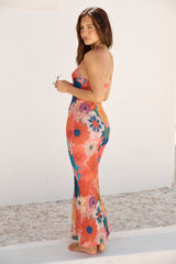 Found Oasis Mesh Maxi Dress Orange