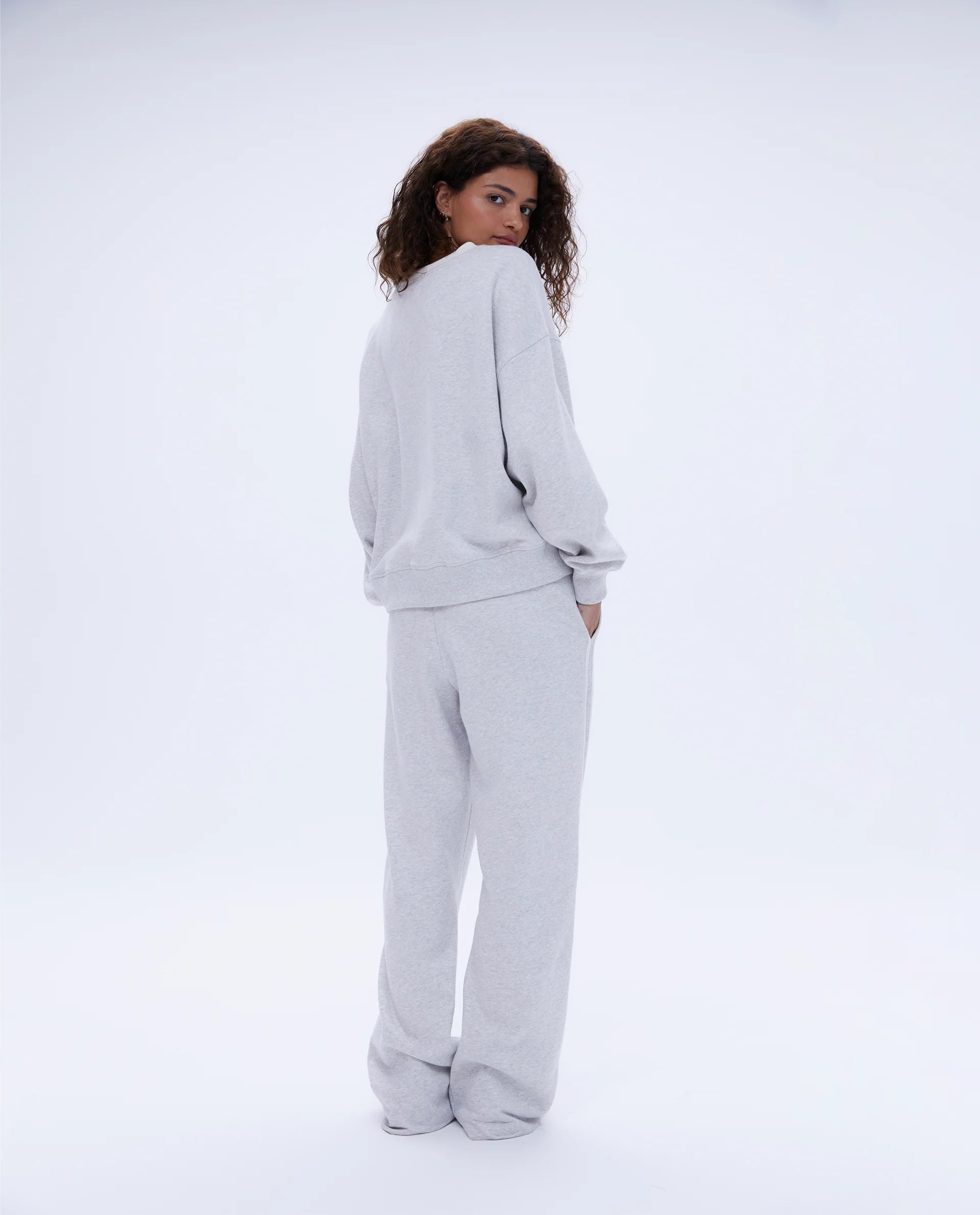 ADA Stitch Loose Fit Sweatpants - Light Grey Melange/Marshmallow White