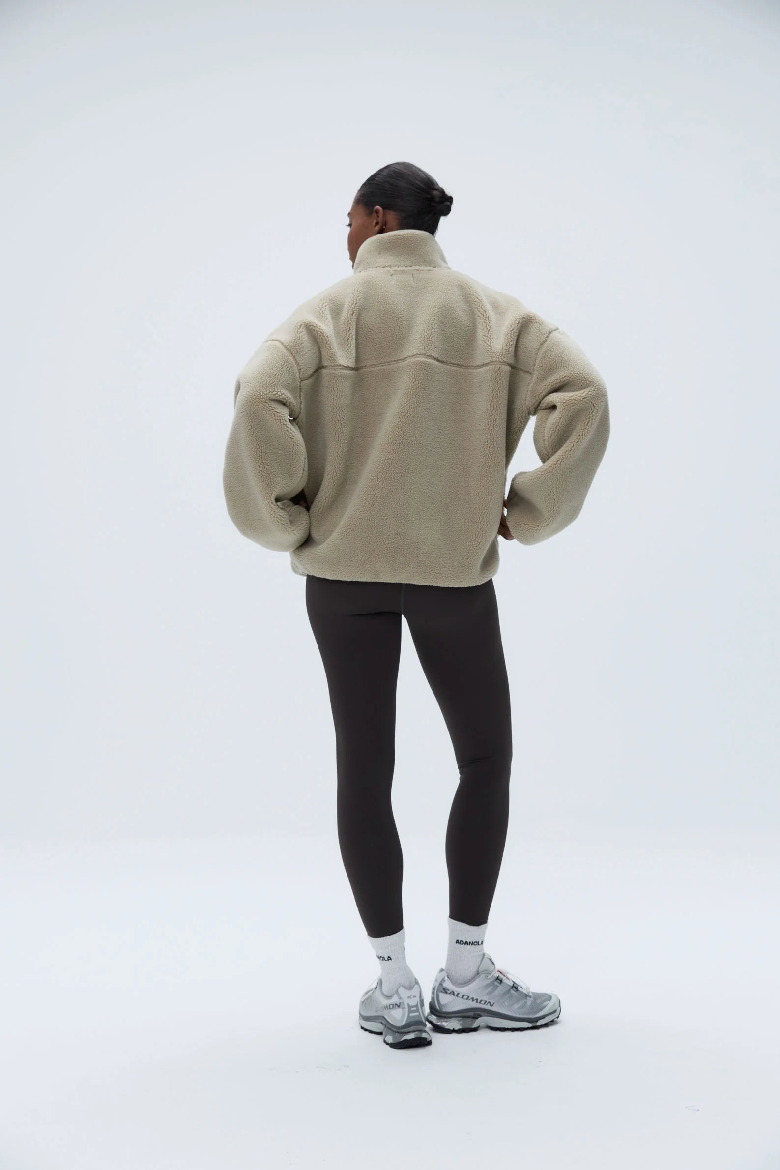 Oversized Pocket Zip Through Fleece - Sand