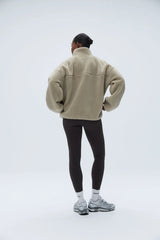 Oversized Pocket Zip Through Fleece - Sand