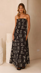 Connie Maxi Dress - Black/Beige Cowgirl