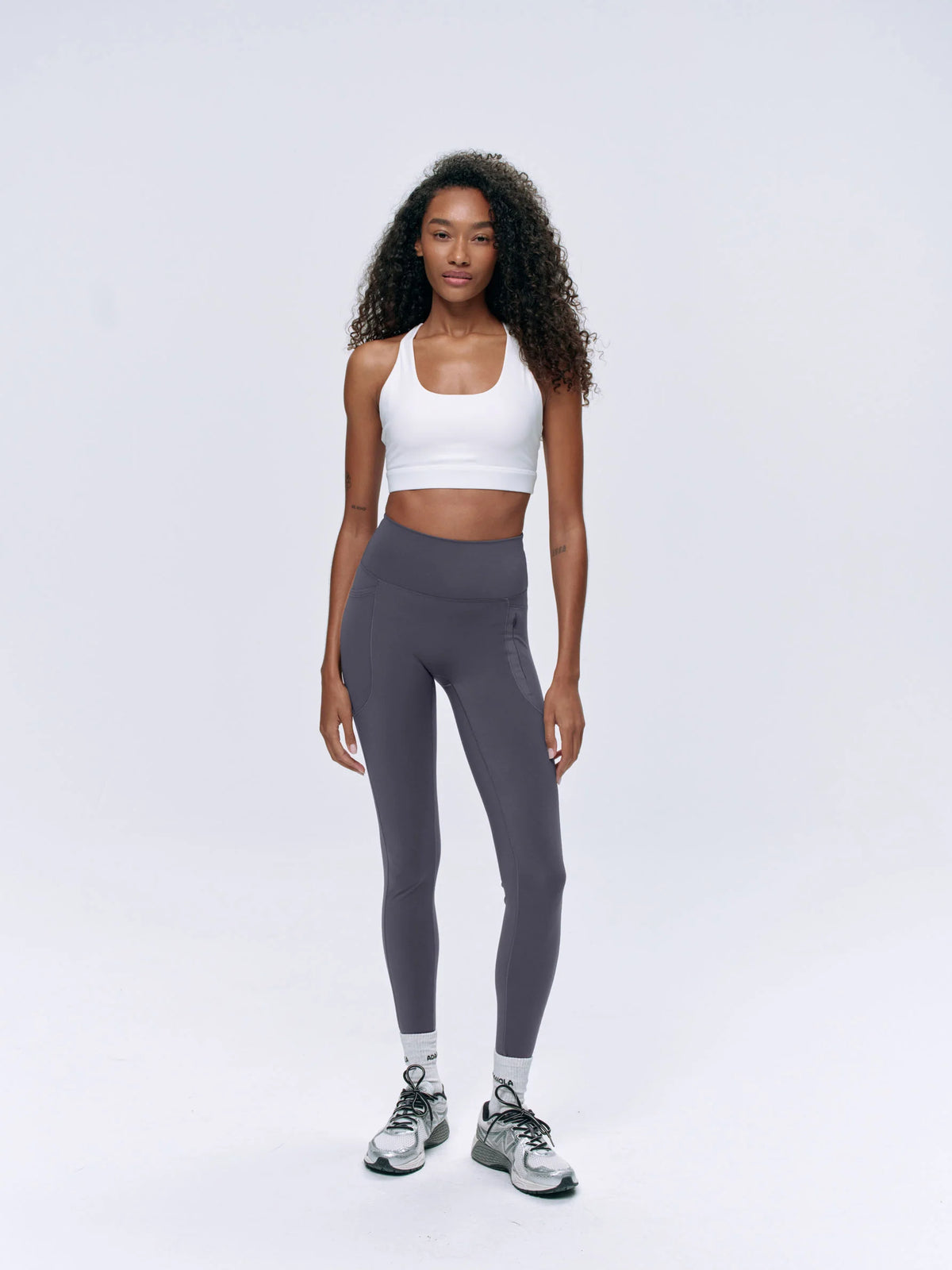 Ultimate Seam Detail Zip Pocket Leggings - Dark Grey