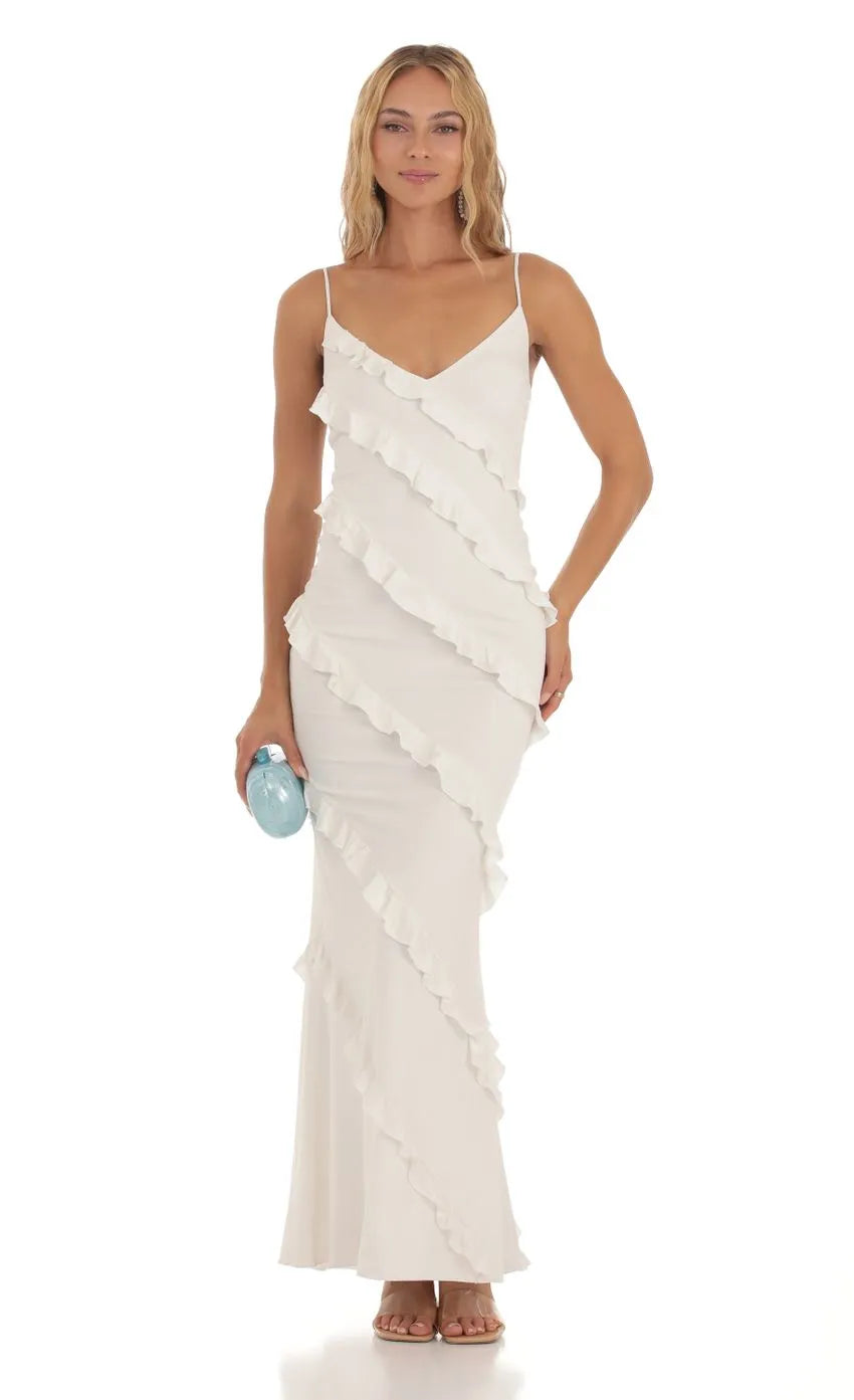 Ruffle Maxi Dress in Pink