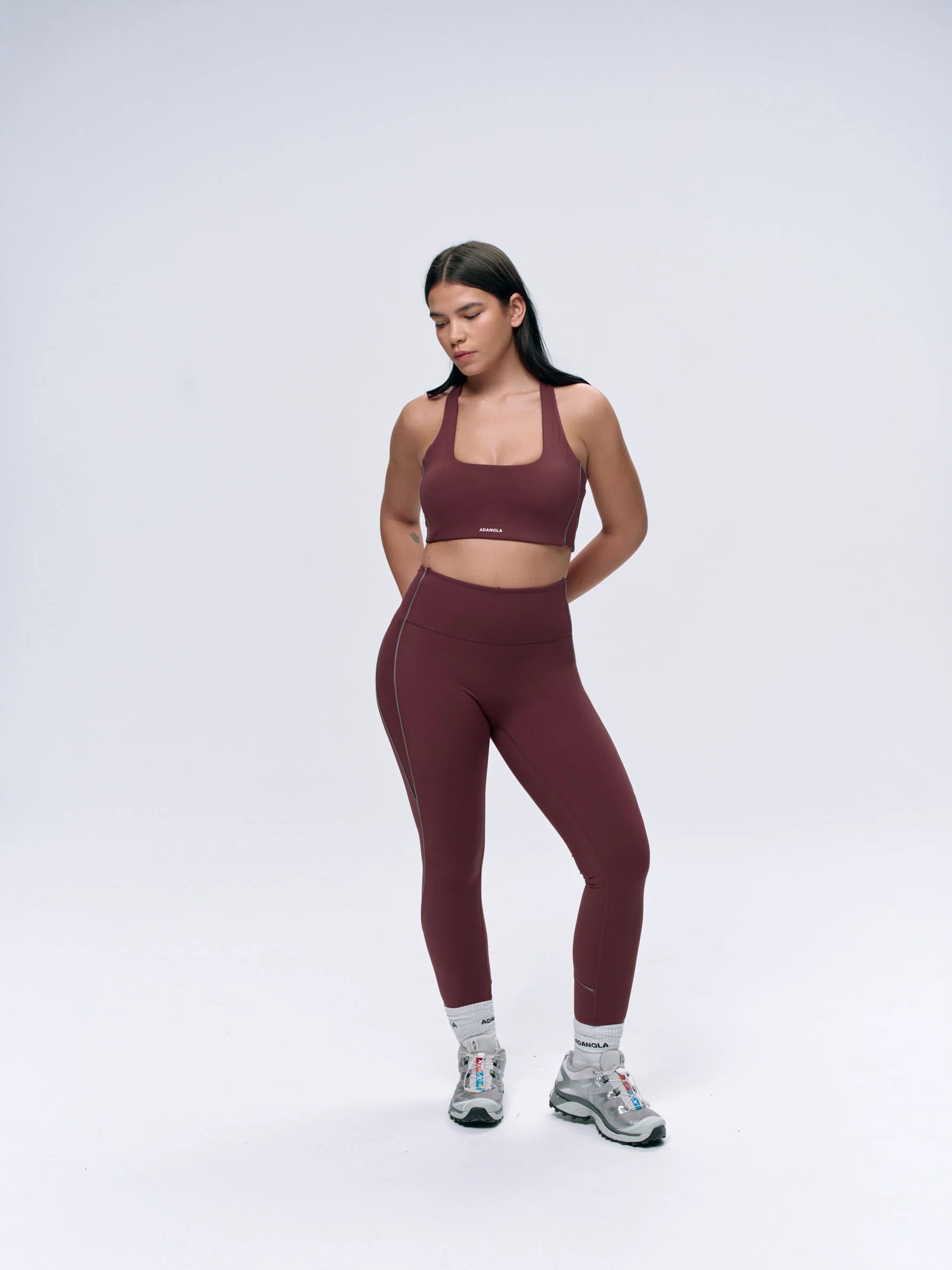 Ultimate Reflective Piping Leggings - Burgundy
