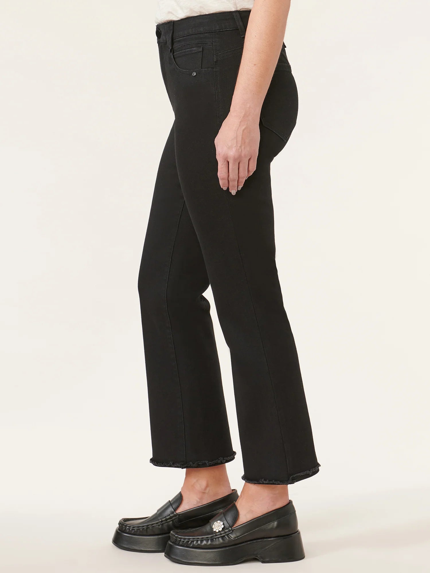 "Ab"solution® High Rise Fray Hem Itty Bitty Flare Cropped Jeans