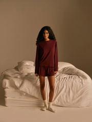 Modal Long Sleeve T-shirt - Burgundy