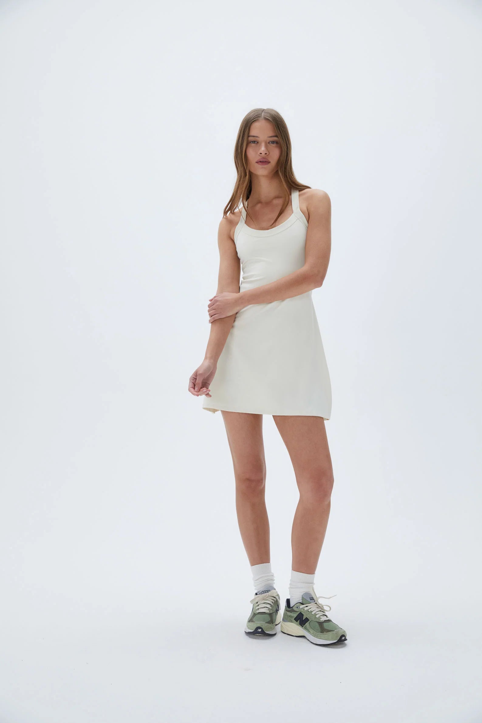 Wide Binding Racer Dress - Marshmallow White