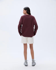 Trail Washed Long Sleeve Drop Shoulder T-shirt - Burgundy
