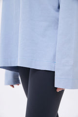 Washed Long Sleeve Drop Shoulder T-shirt - Powder Blue