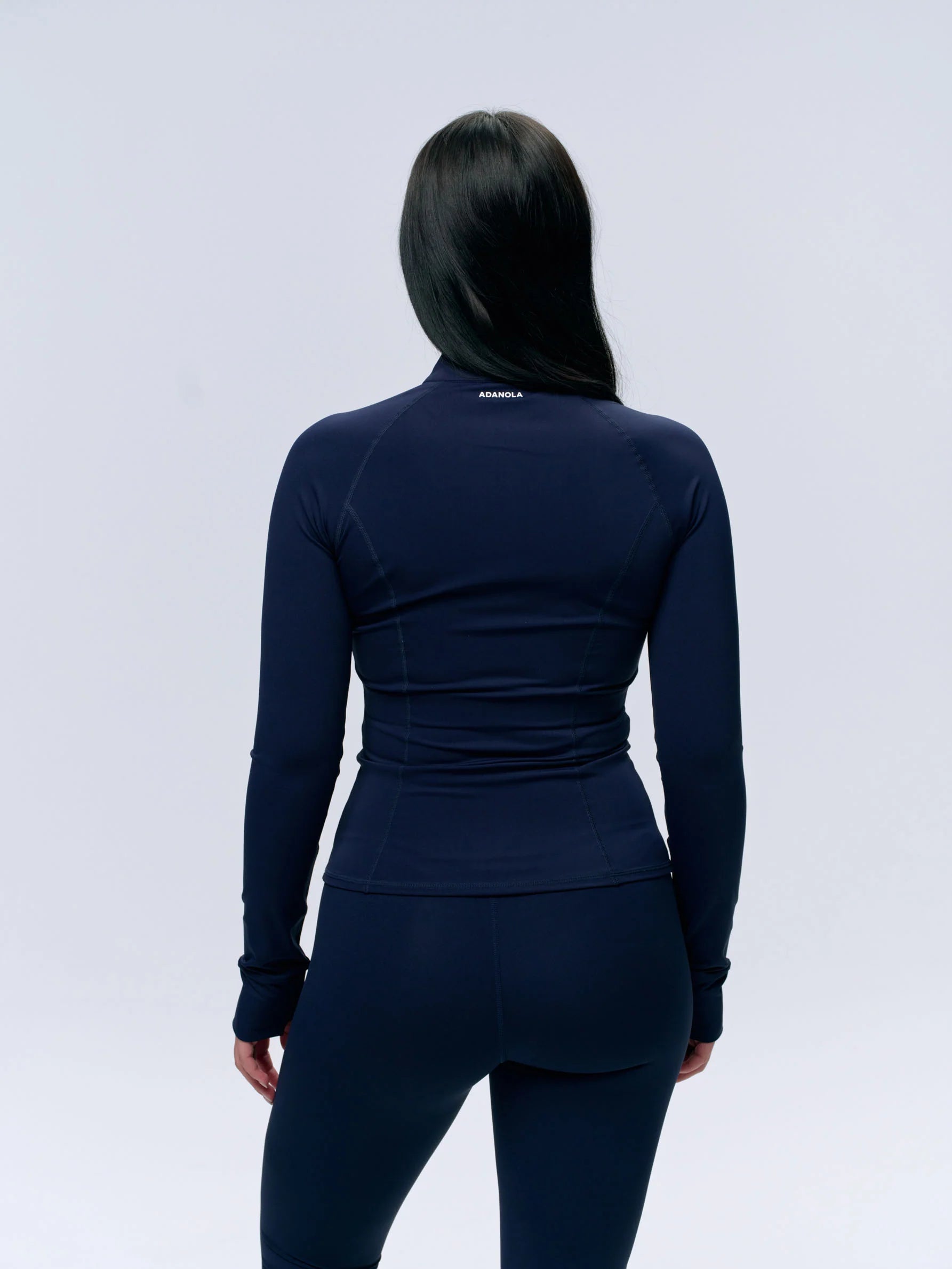Ultimate Long Sleeve Zip Up Top - Navy Blue