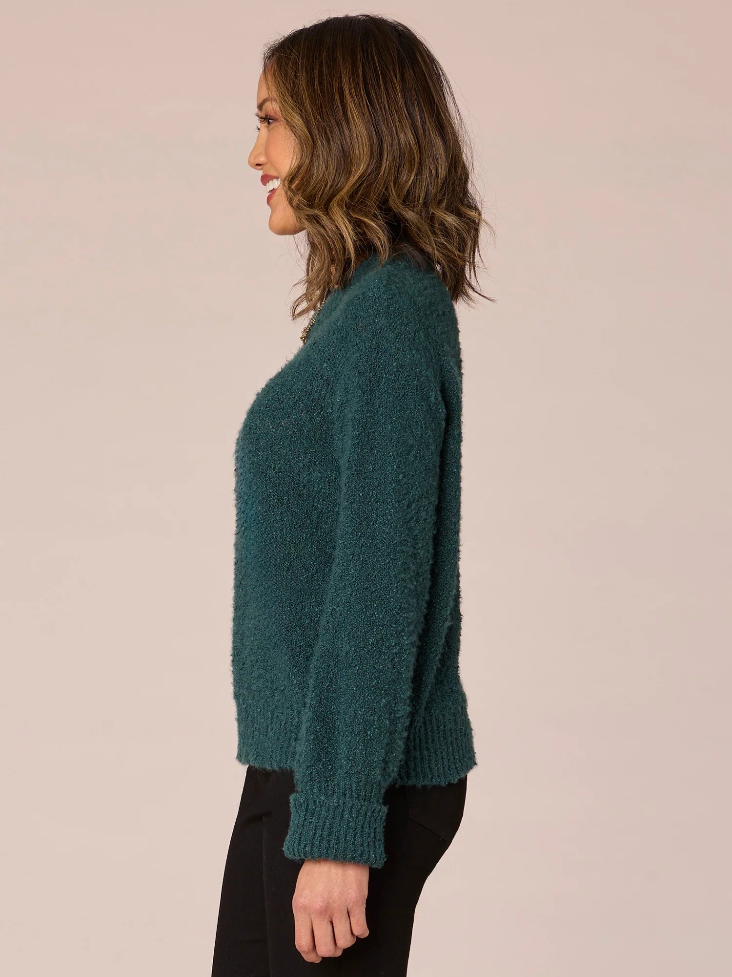 Long Sleeve Double Banded Round Neck Sweater