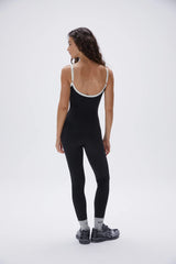 Ultimate Piping Scoop Unitard - Black/Cream