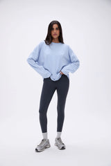 Washed Long Sleeve Drop Shoulder T-shirt - Powder Blue
