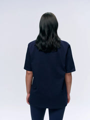 Varsity Short Sleeve Oversized T-shirt - Navy Blue/Burgundy