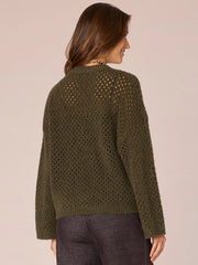 Long Sleeve Round Neck Open Work Sweater