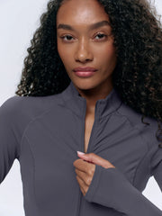 Ultimate Long Sleeve Zip Up Top - Dark Grey