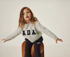Mini ADA Knit Sweatshirt - Light Grey Melange/Navy Blue