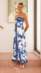 Madra Maxi Dress - Sapphire / White Zayna