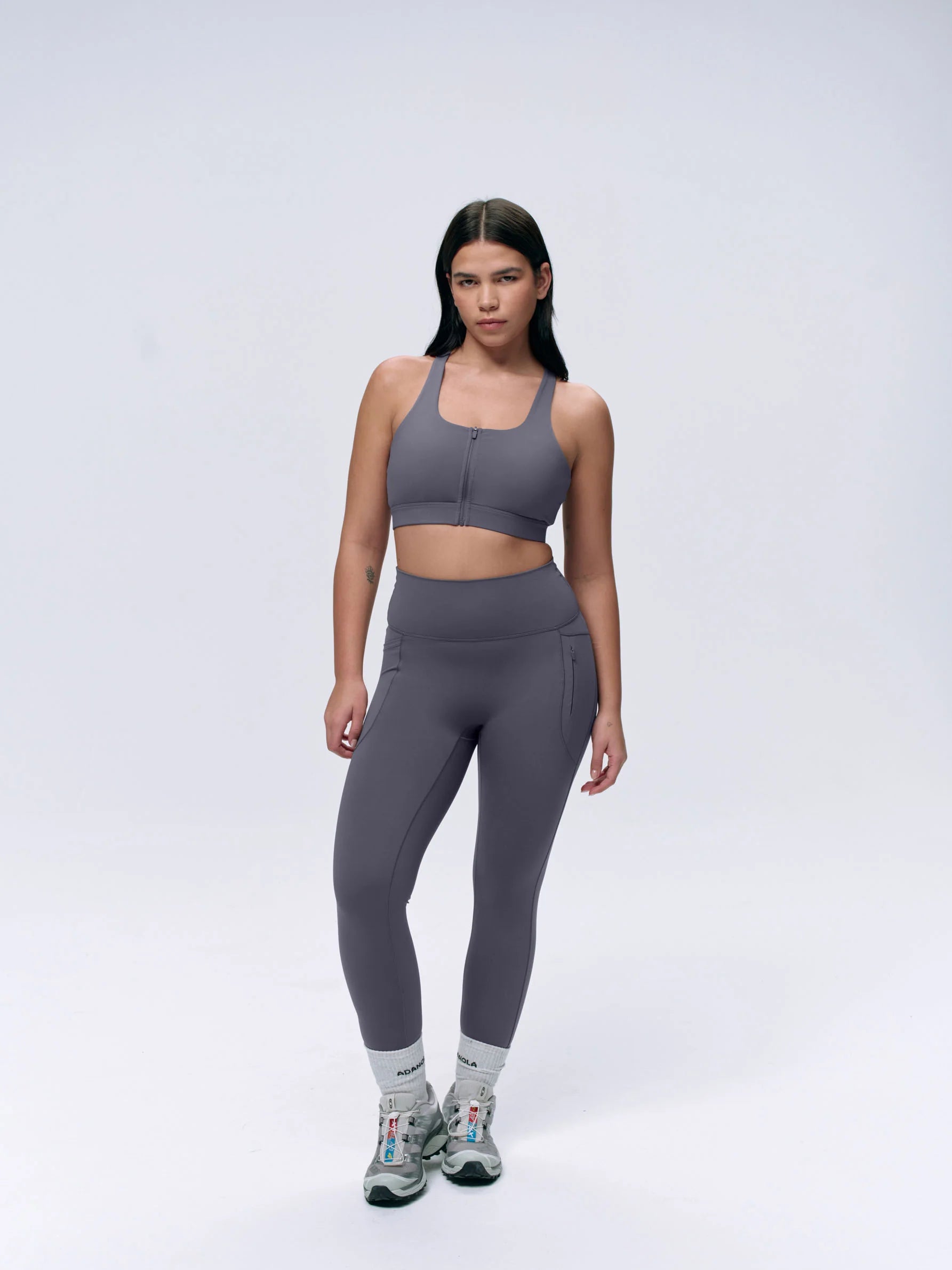 Ultimate Seam Detail Zip Pocket Leggings - Dark Grey