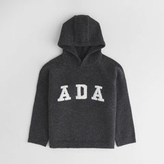 Mini ADA Oversized Knit Hoodie - Dark Grey/Cream