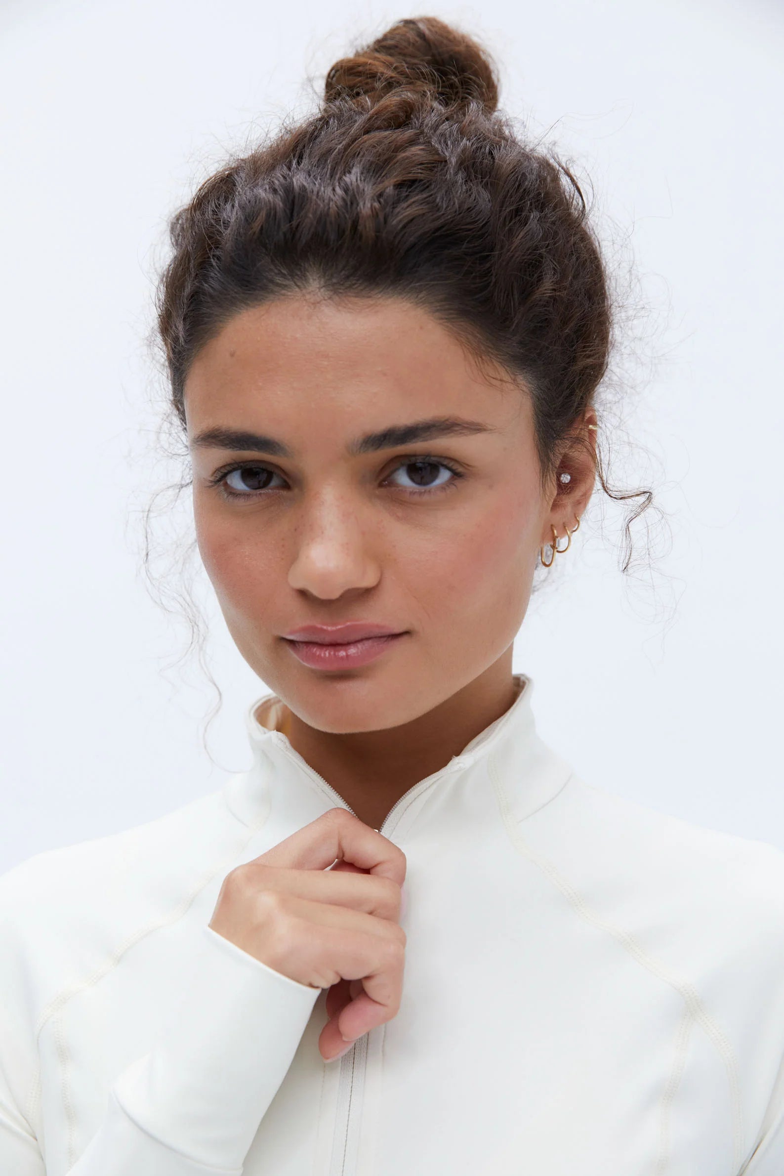 Ultimate Long Sleeve Quarter Zip Top - Marshmallow White