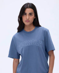 Varsity Stitch Oversized Short Sleeve T-shirt - Vintage Blue