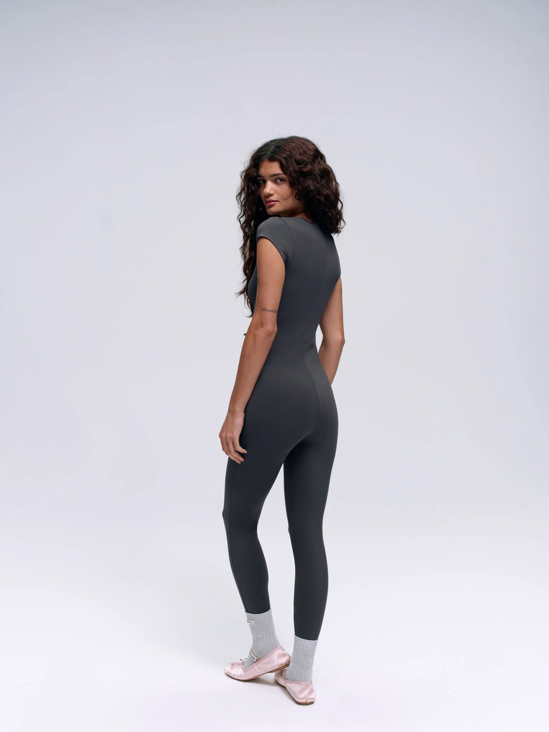 Ultimate Scoop Neck Cap Sleeve Unitard - Graphite Grey