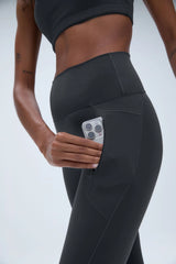 Ultimate Graphic Seam Detail Zip Pocket Leggings - Graphite Grey