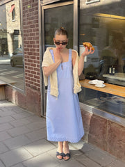 Breezy Embroidered Dress Blue