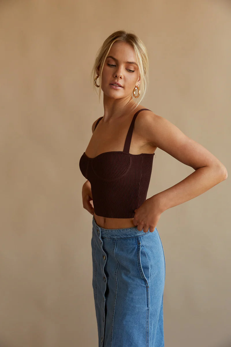 Fiore Ribbed Bustier Crop Top