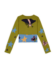 Buggin' Out Neppy Bolero Sleeve Cardigan & Top Set - Olive