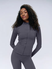 Ultimate Long Sleeve Zip Up Top - Dark Grey