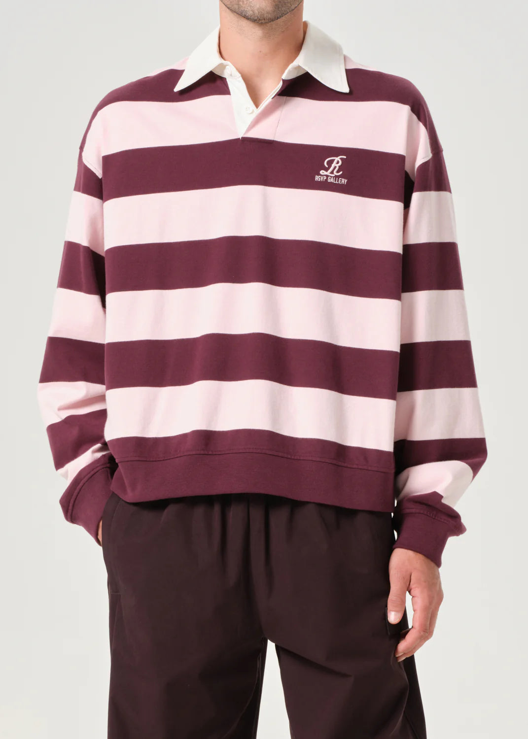 AGOLDE / RSVP Rugby in Pink / Burgundy