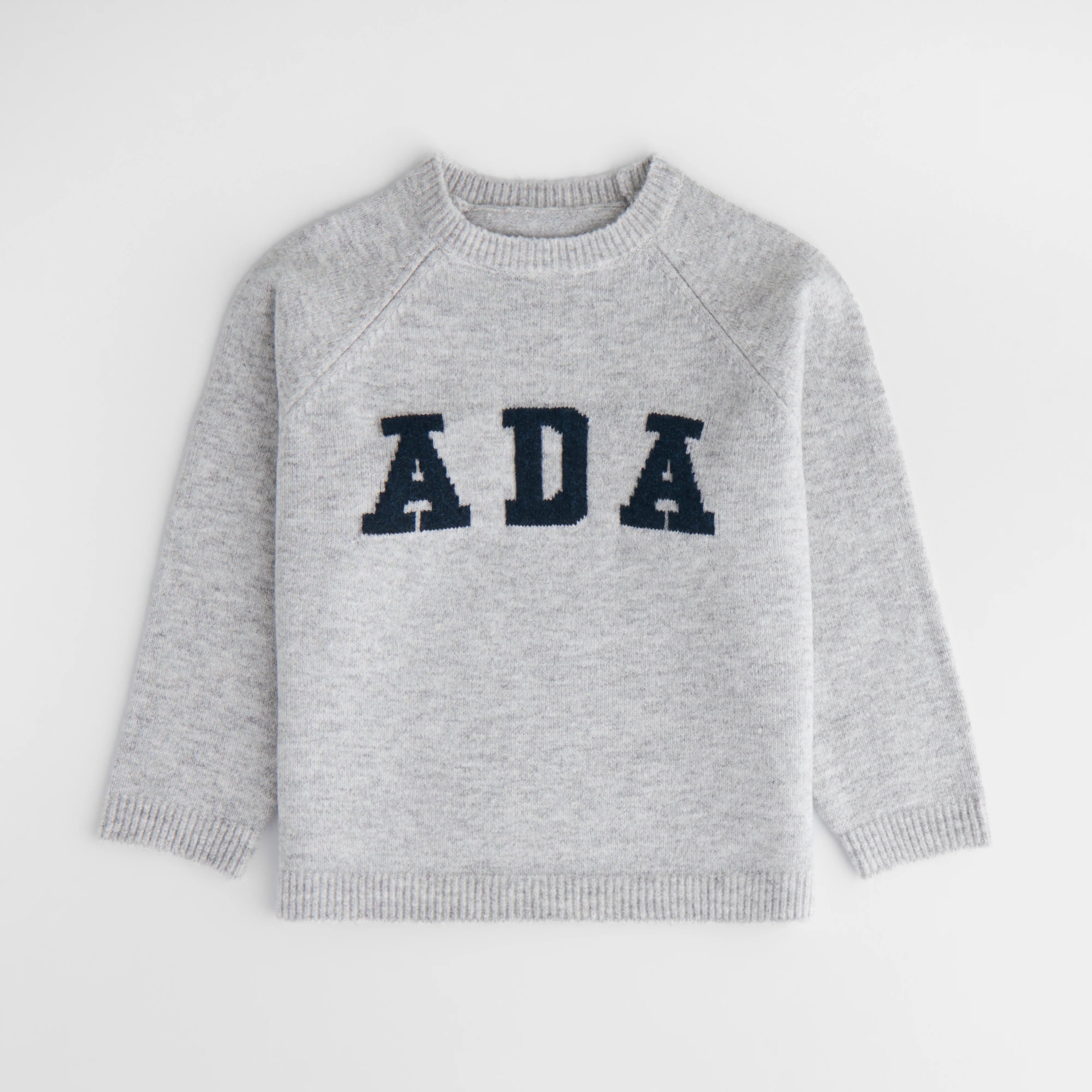 Mini ADA Knit Sweatshirt - Light Grey Melange/Navy Blue