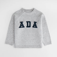 Mini ADA Knit Sweatshirt - Light Grey Melange/Navy Blue