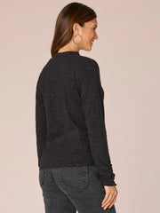 Long Sleeve Crew Neck Metallic Thread Knit Top