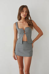 Olive Gingham Micro Mini Skort