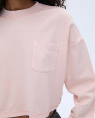 Long Sleeve Pocket T-shirt - Blush Pink