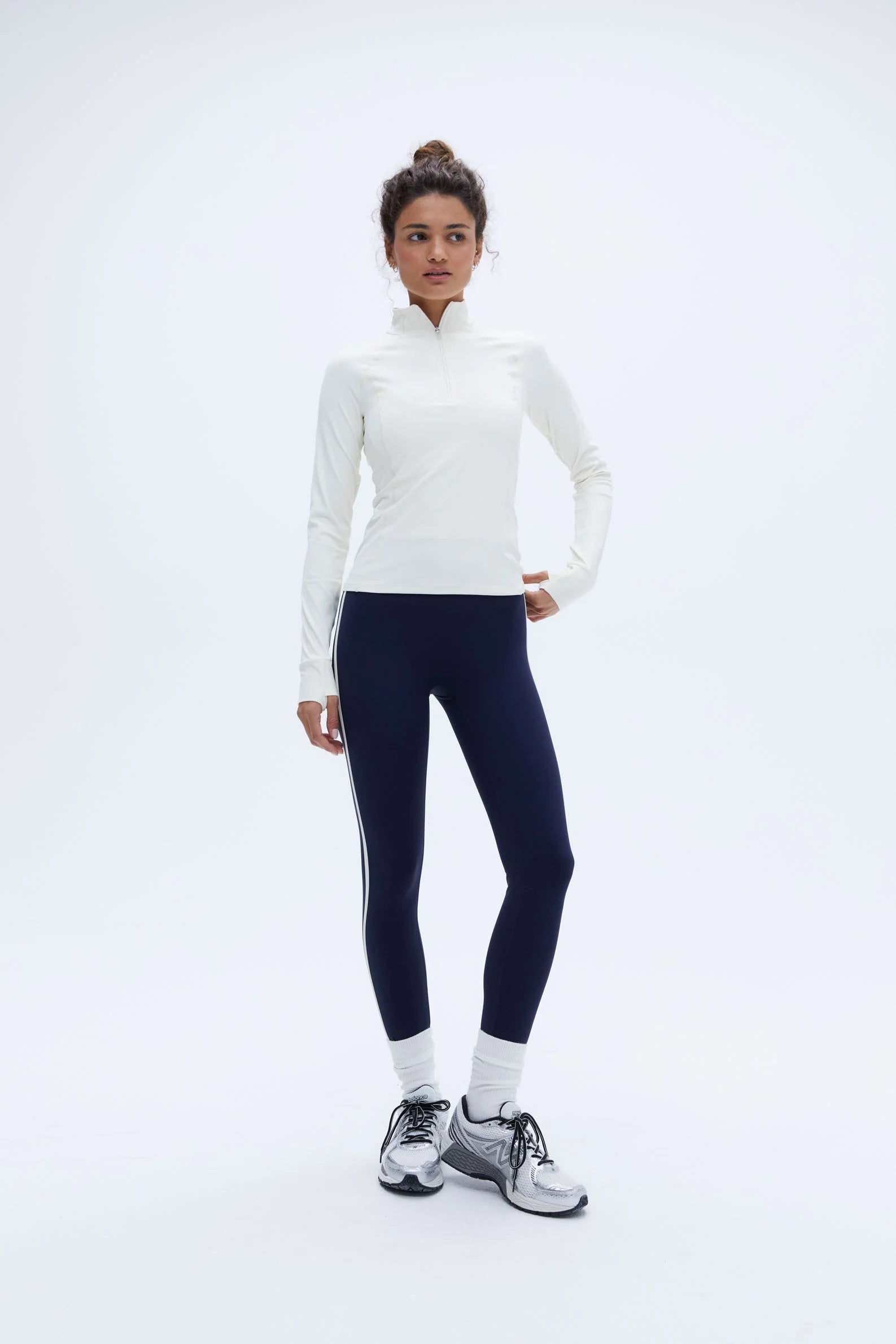 Ultimate Long Sleeve Quarter Zip Top - Marshmallow White